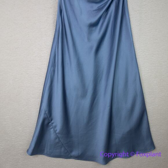 New! White House Black Market Sleeveless Satin Slip Dress‎ in blue, size 8 - Picture 12 of 14